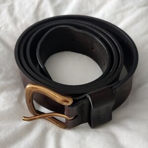 Carhartt Men's Dark Brown Leather Belt with Gold Buckle